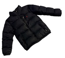 Polo Ralph Lauren Boys Down Puffer Jacket Black M 10-12 75 White Duck Down