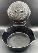 Vintage Chicago Hardware Foundry 88CA Hammered Cast Iron Chicken Fryer Set