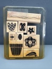 Stampin' Up Flowers Friends Wood Mounted Stamps Set of 9 2002