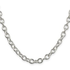 6.8mm Oval Cable Chain Necklace 20 inch 925 Sterling Silver Solid