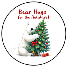BEAR HUGS FOR THE HOLIDAYS CHRISTMAS ENVELOPE SEALS LABELS STICKERS PARTY FAVORS