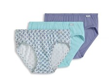 New Jockey Elance Women's size 7 Bikini Underwear 3 Pack Purple Geoprint Blue