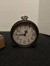 Vintage Retro Style Analog Alarm Clock, 5 inch Super Silent Non Ticking Small