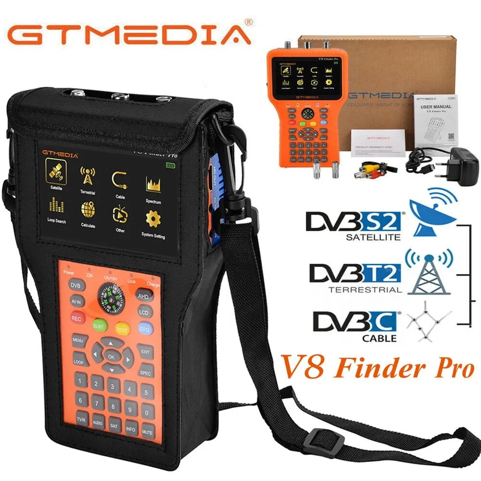 GTMEDIA V8 Finder Pro Digital HD DVB-S2/T2/Kable Combo Messgerät Satfinder H.265 - Bild 2 von 4