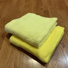 Vintage Bath Towels Yellow Set of 2 Linens Cotton New Old Stock