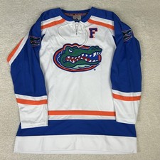 Florida Gators Jersey Mens Medium White  Hockey Colosseum Athletics Fight Strap