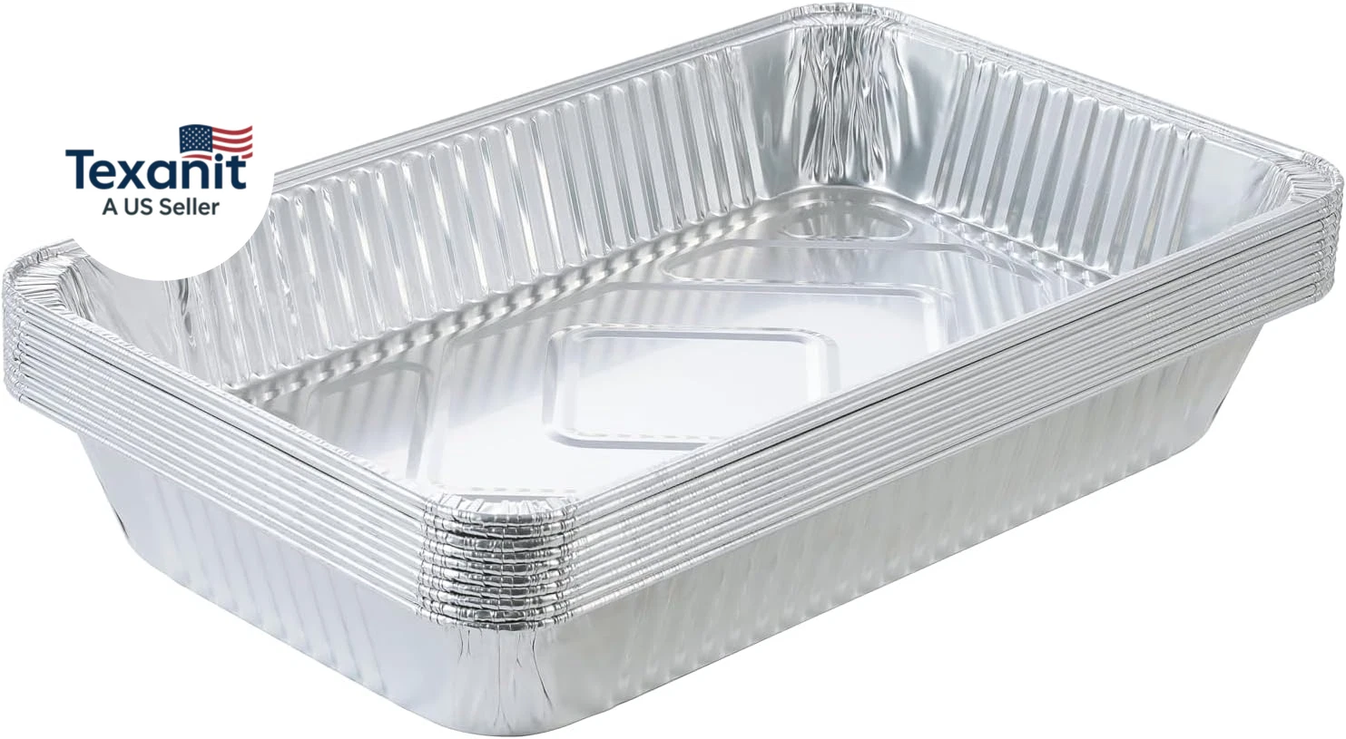 Aluminum Deep Foil Pans Full Size, Large Disposable Roasting & Baking Pan, 21"X1