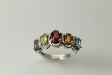 925 Sterling Silver Size 6 Multi Color Stone Ring 2.4 Grams RIN8027