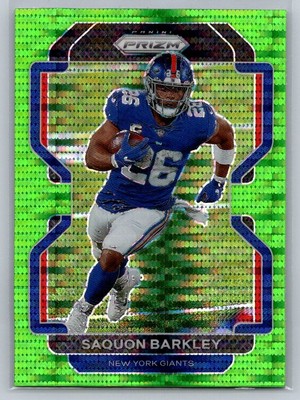 2021 Panini Prizm #232 Saquon Barkley Neon Green Pulsar