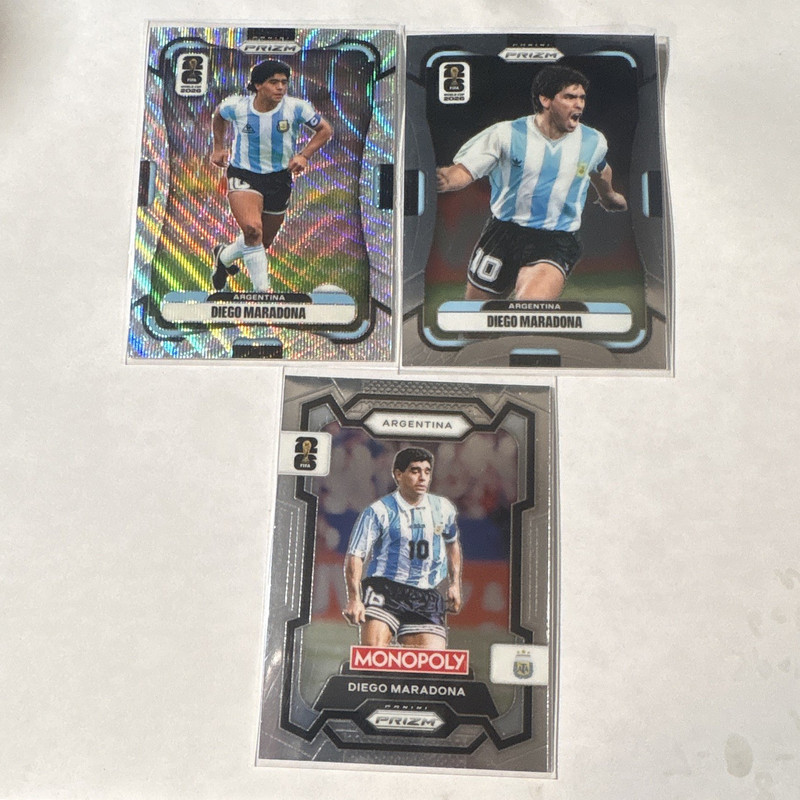 Panini Prizm Monopoly FIFA 2026 Diego Maradona Argentina Lot 3 No.21 & No.3