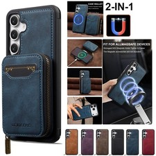 Fr Samsung Galaxy S26 S25 S24 S23 Wallet Case Removable Card Slot Magsafe Cover