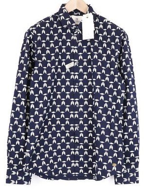 SCOTCH & SODA Ams Couture Herren Hemd M Slim Navy Stretch Baumwolle gemustert *