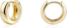 CONRAN KREMIX Small Thick Gold Chunky Hoop Earrings Lightweight 14.0 MM