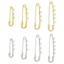 8pcs Iron Rhinestone Safety Pins Brooch Finding Blank for Brooches Pins Making