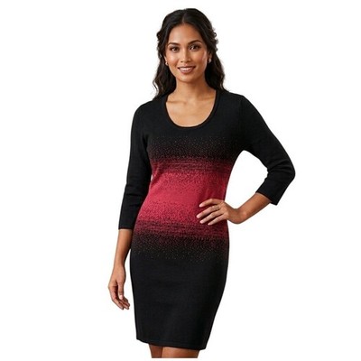Venus Chic Flirty Black Pink Ombre Knit Sweater Large Dress Elegant Evening Wear