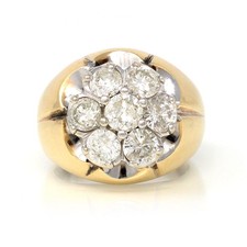 3 CT Round Cut Lab Created Diamond Cluster Men's Ring 14k Yellow Gold Plated