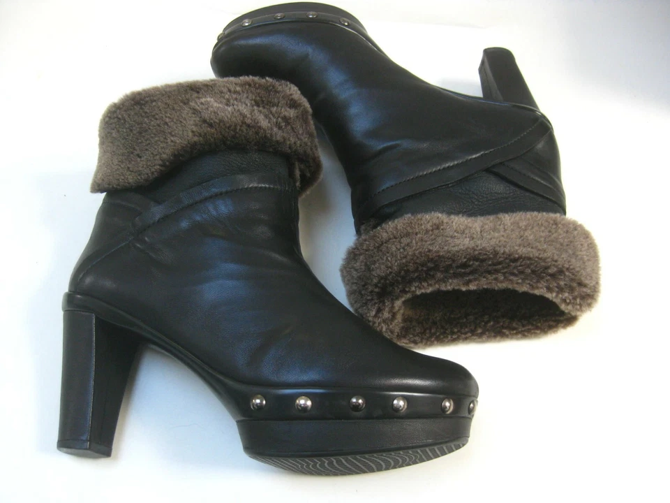 Russell Bromley BOOTS 5 HIGH HEELS sheepskin shearling Stuart Weitzman rock