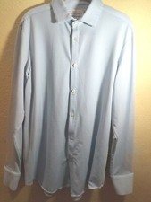 Mizzen + Main Shirt Med Made In America Blue White Micro Dots Soft Stretch