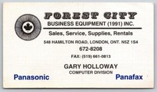 Business Card London ON Forest City Business Equipment Gary Holloway Comp Div