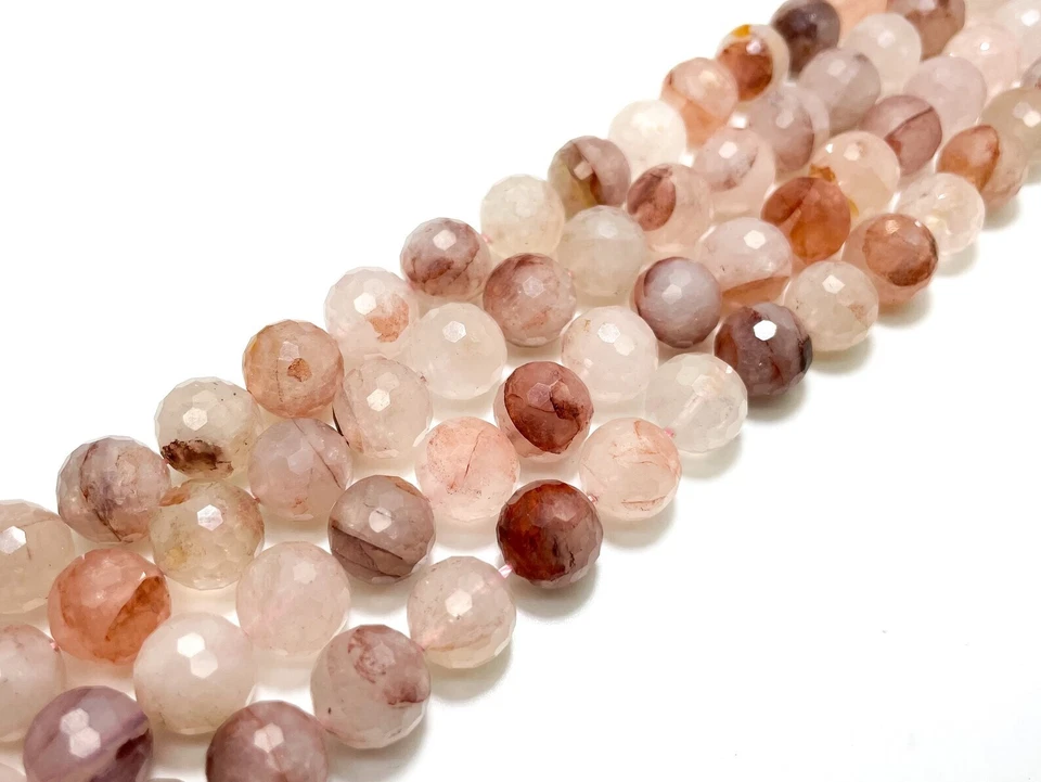 Cuarzo cereza natural facetado esfera redonda cuentas sueltas de piedras preciosas de 10 mm RNF110 Foto 3 de 3