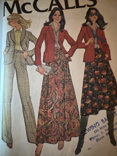 Vintage McCalls Pattern 6248 70s Blazer Maxi Skirt Wide Leg Pants Uncut Size 14 - Picture 2 of 6