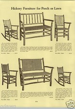 1933 PAPER AD 3 PG Hickory Porch Furniture Lawn Settee Cane Bow Bak Swing Chair