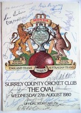 ENGLAND v AUSTRALIA SENIORS THE OVAL 1980 AUTOGRAPHED SCORECARD-PROGRAMME