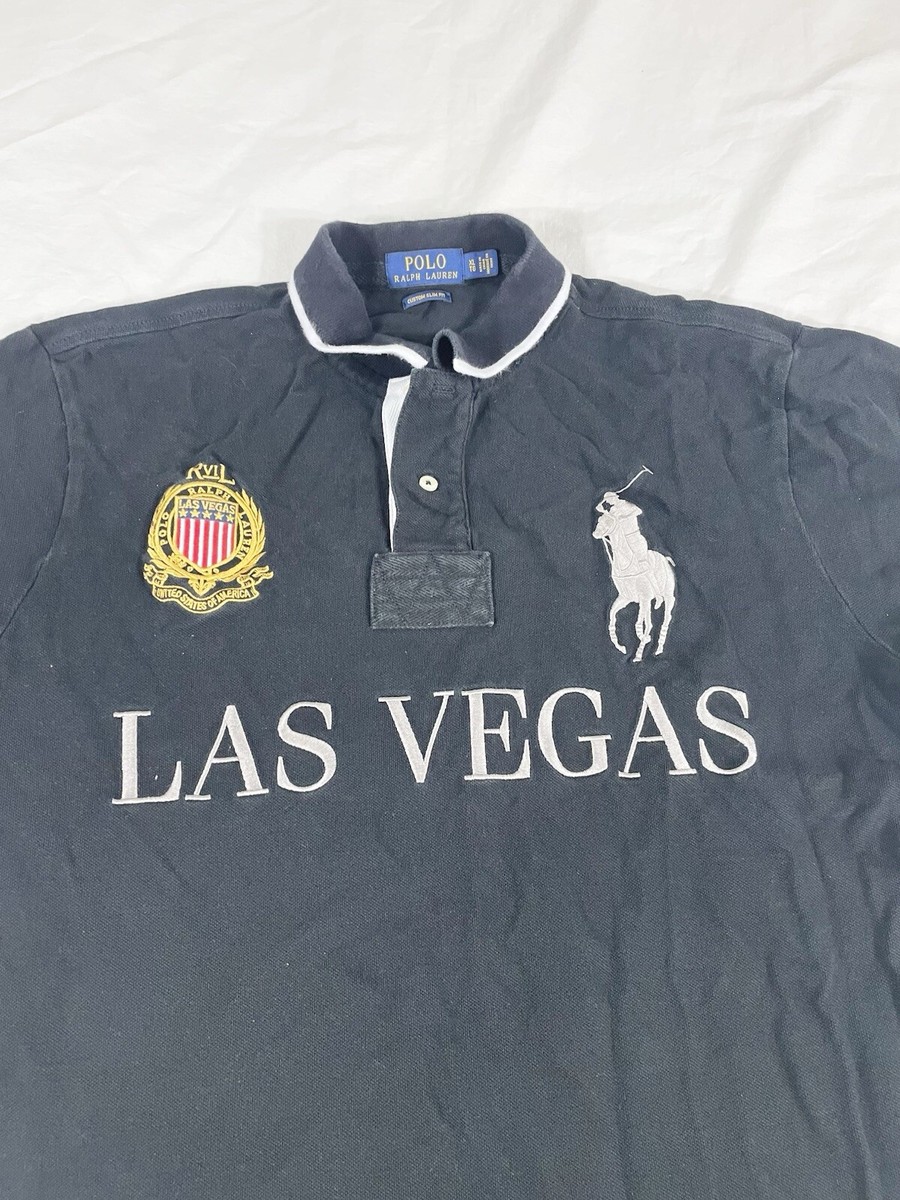 VTG Polo Ralph Lauren Las Vegas Mens Black Short Sleeve Polo