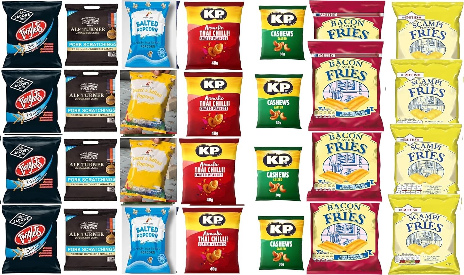 Kneipe Snacks Alf Turner Schweinefleisch Kratzspeck Scampi Pommes Chili Nüsse KP Cashew28