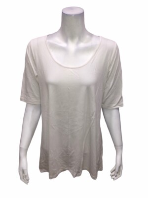 Linea by Louis Dell'Olio Women's Short Sleeves Swing Top Solid White Small Size 