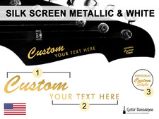 Custom White or Metallic Silk Screen Printed Guitar Headstock Waterslide Decals