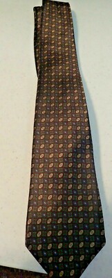 Oscar de la Renta Green, Blue, Red, and Tan tie with dark background