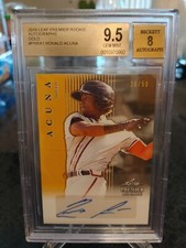 2018 Ronald Acuna Jr. Auto Rc GOLD. BGS 9.5 GEM Leaf Premier Rookie Autographs. 