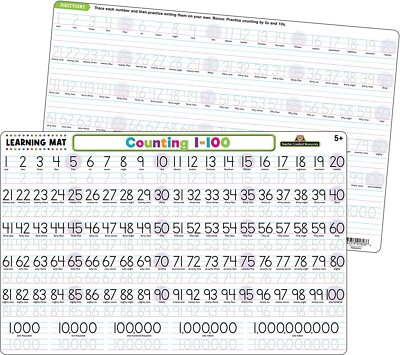Counting 1 100 Learning Mat ( trace each number, and then practice writing them)