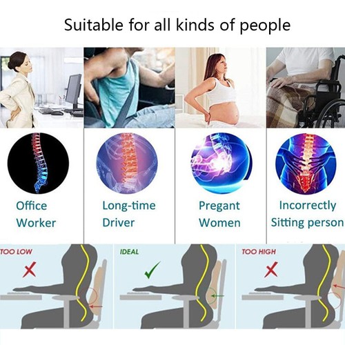 Memory Foam Lumbar Support Cushion for Home Office Car Seat Back Chair Pillow - Picture 5 of 9
