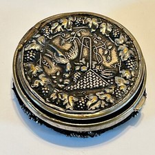 Victorian Coin Purse Bag Bird Grapes 1890 Silver Tone Black Knit Metal Beaded