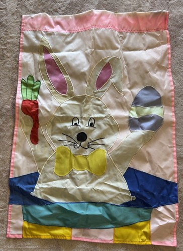 Vintage Large Easter Bunny Nylon Flag / Banner Vintage Easter Flag