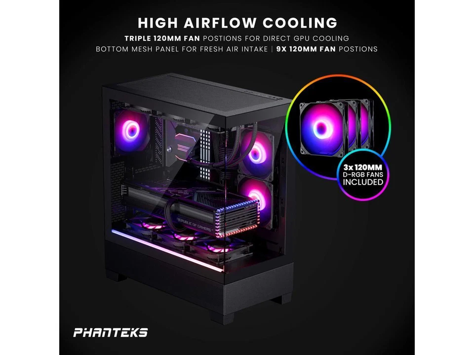 Phanteks XT View, Mid-Tower Gaming Chassis, Tempered Glass Front and Side Window - Image 2 of 4