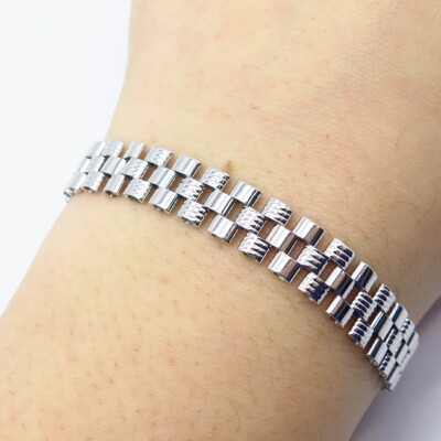 【604SERVICE】 L FENCE CHUNKY BRACELET II Antique Silver Heavy Bracelet, Large Massive Personalized