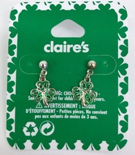 Claire's St Patricks Day Earrings Small Filagree Shamrock Dangle from Post