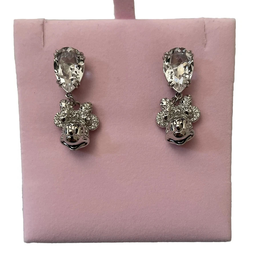 Swarovski Disney Minnie Mouse Maus Ohrhänger Ohrringe Weiß, Rhodiniert