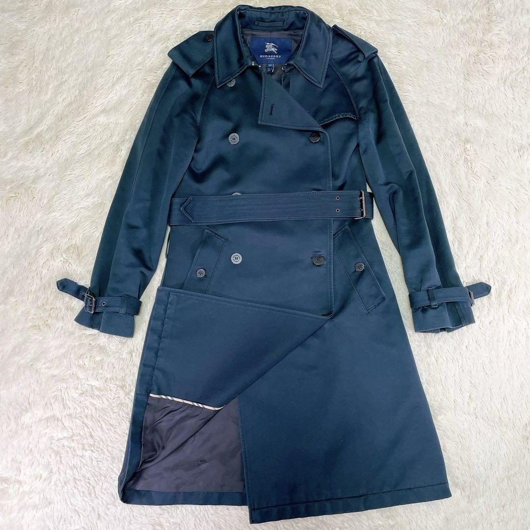 Burberry London Shadow Horse Navy Cotton Trench Coat M Rare Design