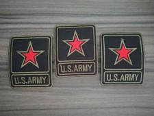 3 pcs Red Star U.S. Army Military Patch Iron Embroidered on Sewn Jacket Cloth