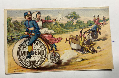 1890 s Clark s Mile End Spool Cotton Thread Trade Card Kids Bicycle  Of Spools