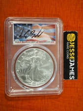 2023 (W) SILVER EAGLE PCGS MS70 FLAG PAUL BALAN SIGNED FIRST DAY OF ISSUE FDI