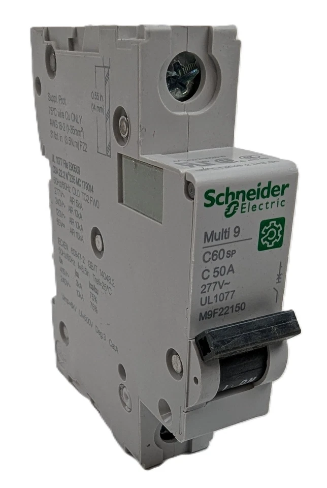12 Schneider M9F22150 Circuit Breaker Thermomagnetic 50A 1P 277Vac C Curve NEW - Image 3 of 4