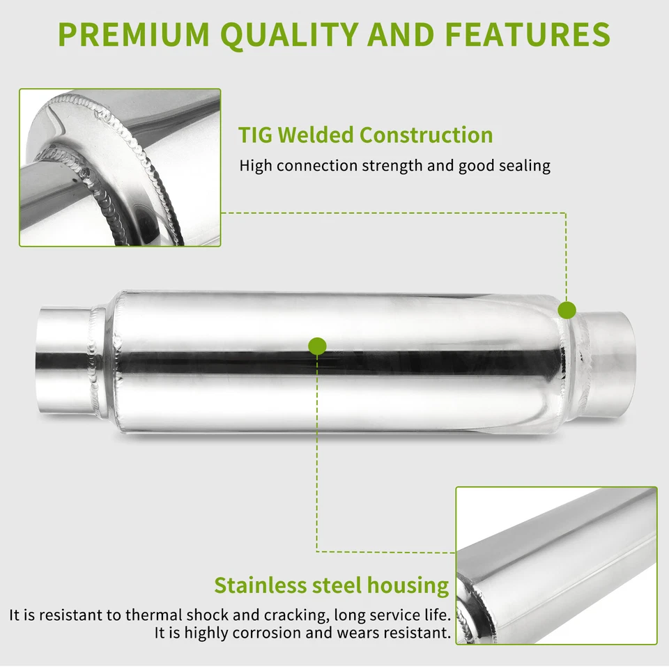 For Lexus ES250 ES300 ES350 2.5"Inlet/Outlet 16"Length Exhaust Muffler Resonator - Image 3 of 4