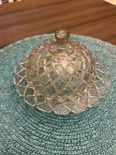 Vintage Cut Glass Butter Dish With Lid