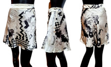    JOHN GALLIANO eyes faces print silk mini skirt,size 42, only one in EBAY 