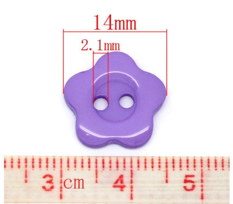 12PCS Purple Resin Two Hole Flat Button Flower Shape DIY Sewing Kids 14MM/22L - Image 3 of 3